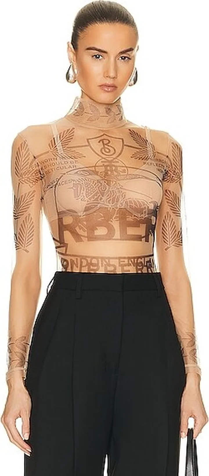 Burberry Printed Bodysuit in Nude