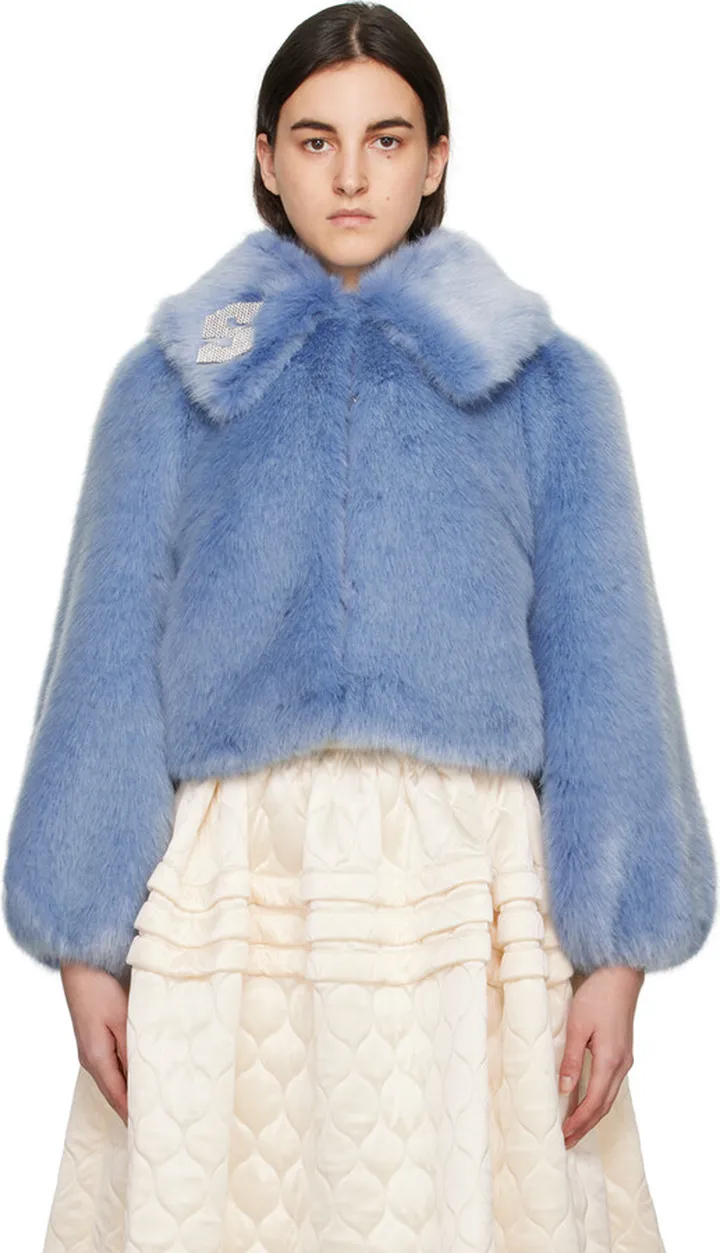 Shrimps Blue Casper Faux-Fur Jacket