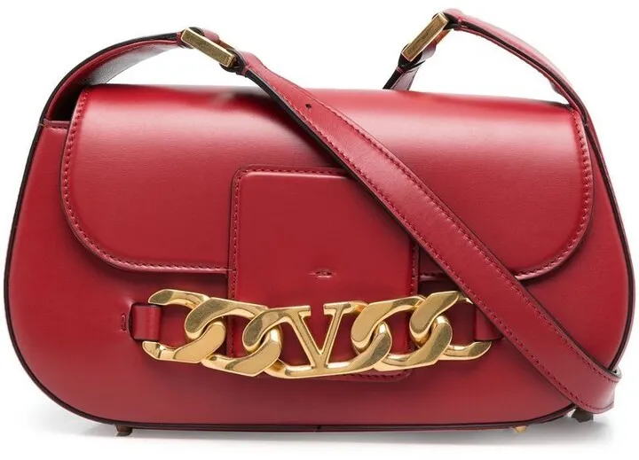 VLogo leather shoulder bag