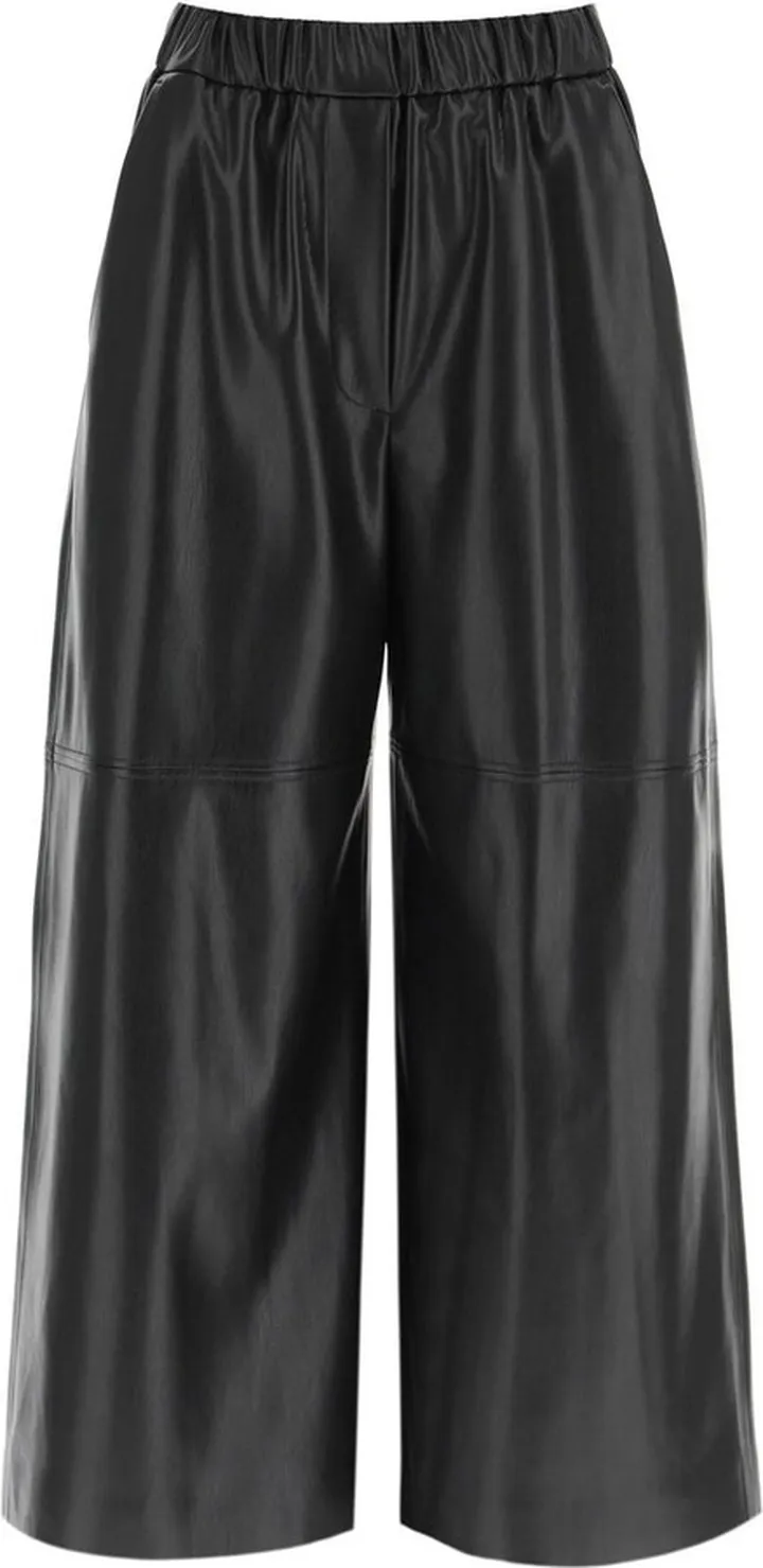 MSGM Wide-Leg Cropped Leather Pants