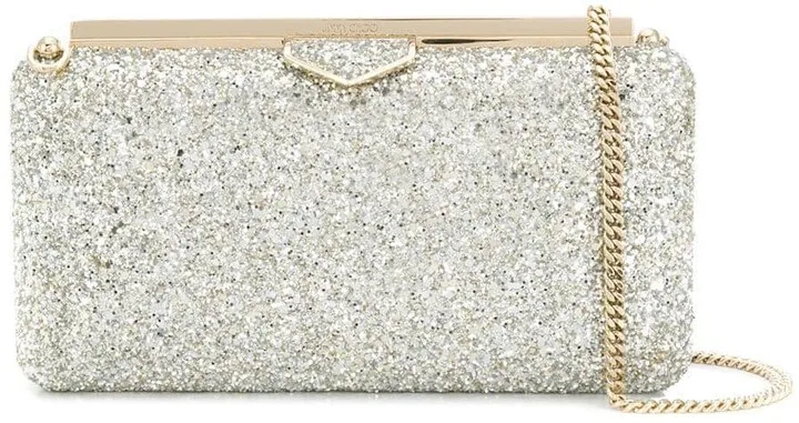Ellipse sequin-embellished clutch