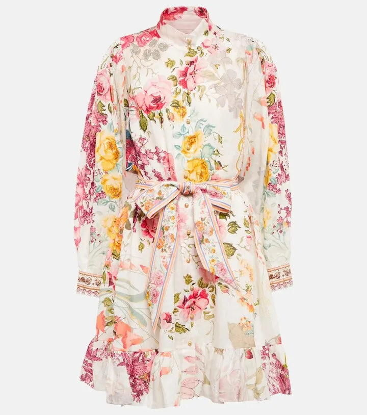 Floral linen minidress