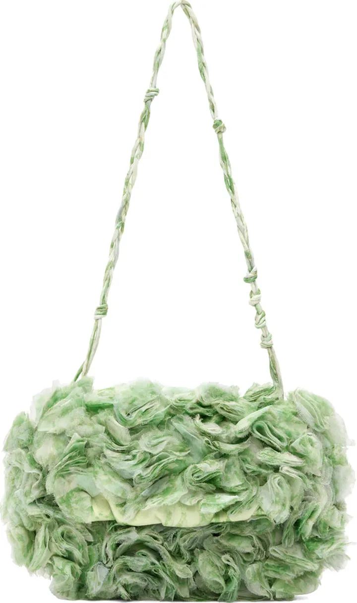 Dries Van Noten Green Ruffle Bag