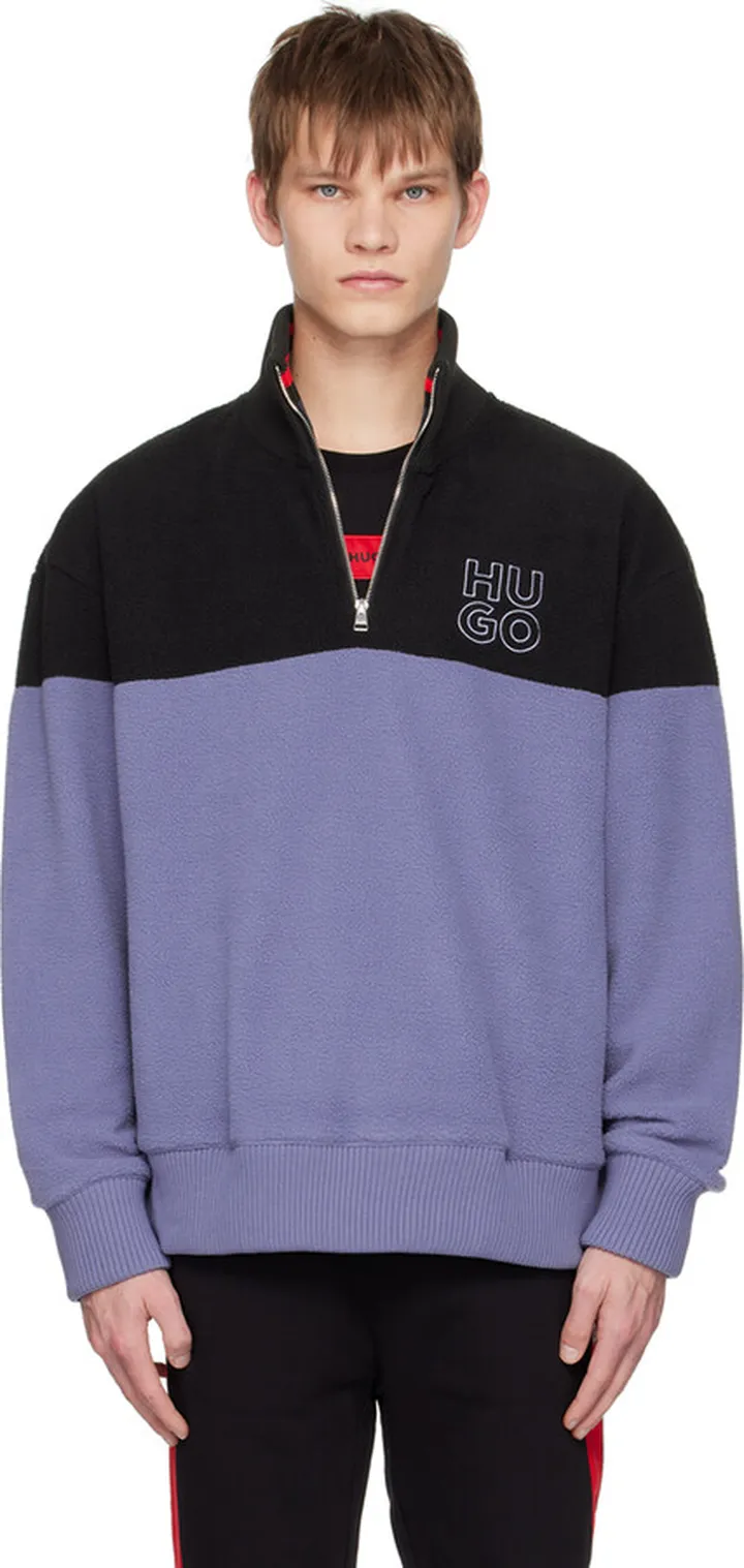 Hugo Black & Blue Stacked Logo Sweater