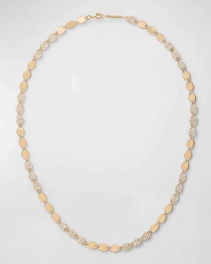 14k Gold Flawless Nude Diamond Link Necklace