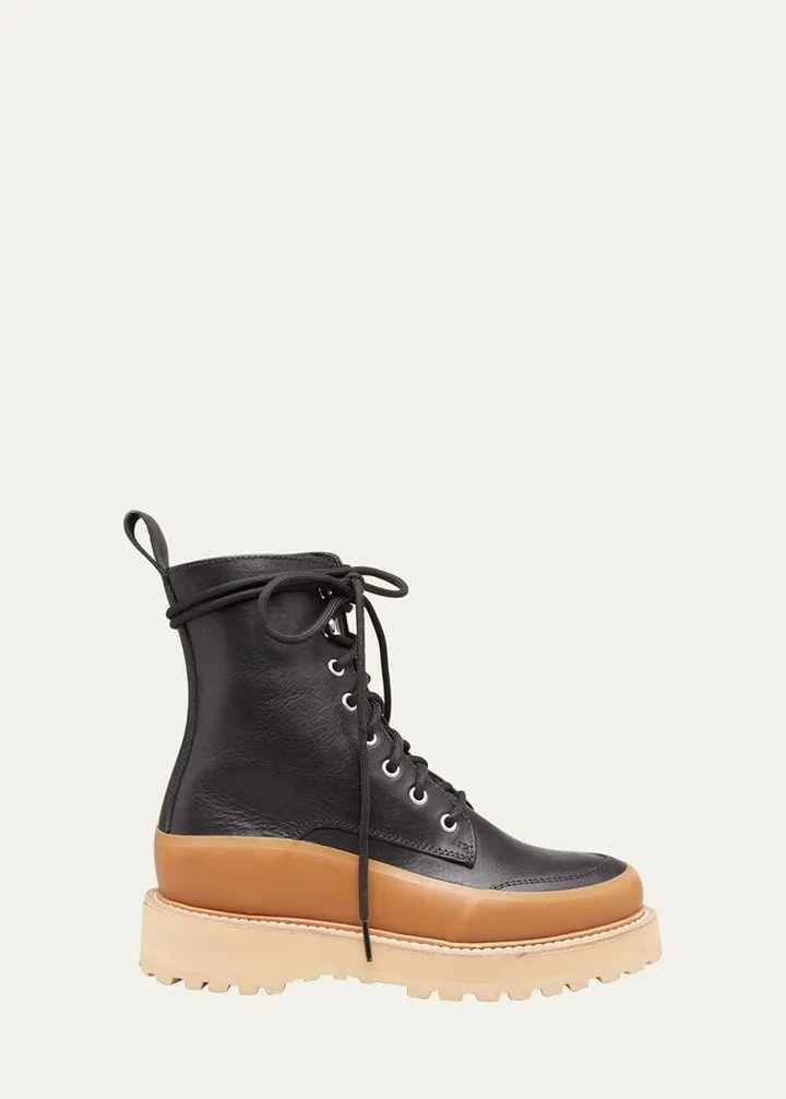 Etna Colorblock Leather Combat Boots