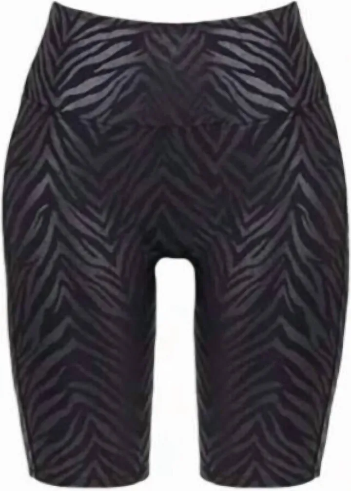 Faux Leather Bike Short in Zebra Print