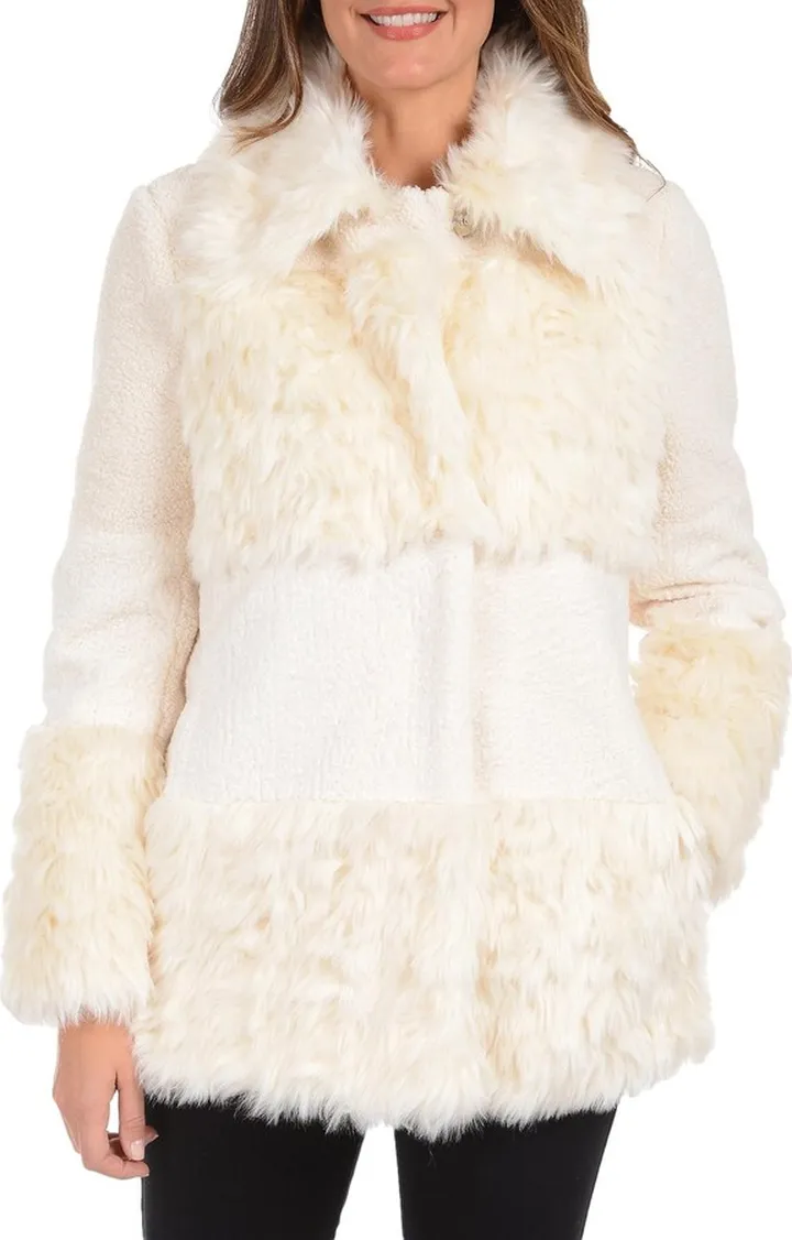 Womens Winter Cold Weather Faux Fur Coat