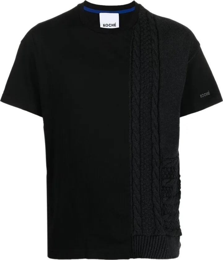panelled short-sleeved T-shirt