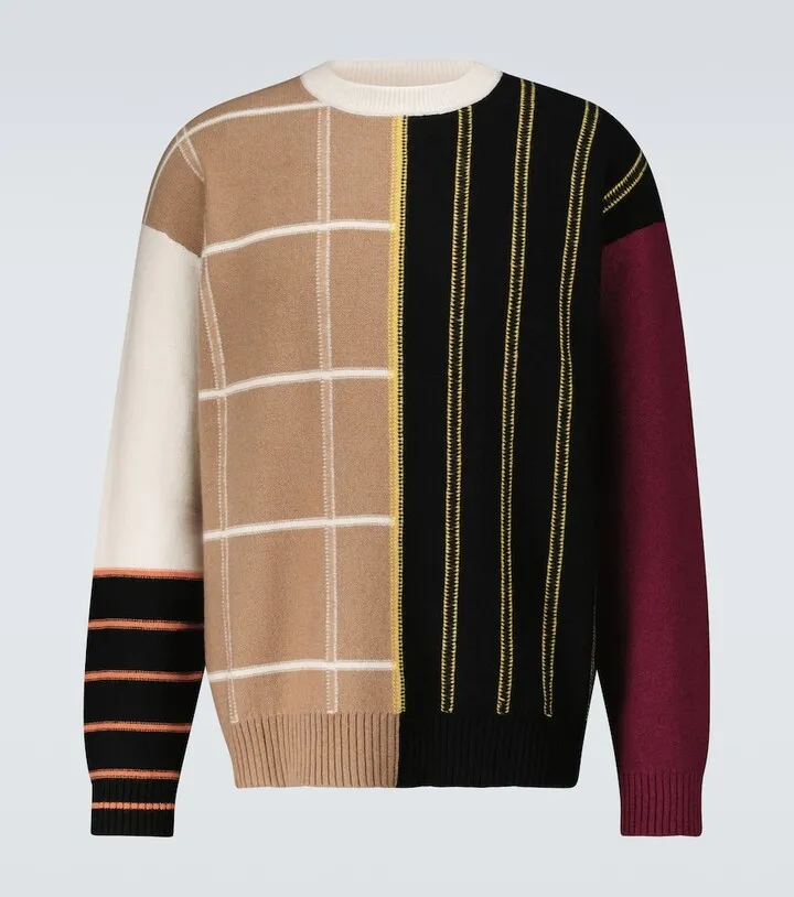 Patchwork striped cashmere sweater