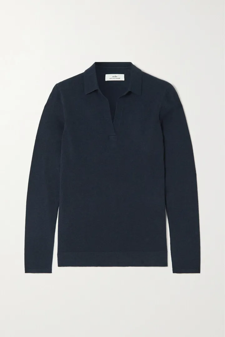 Arch4 - Glenda Cashmere Polo Top - Blue