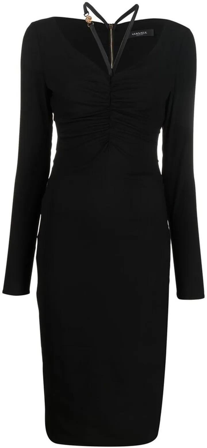 Medusa Head ruched midi dress