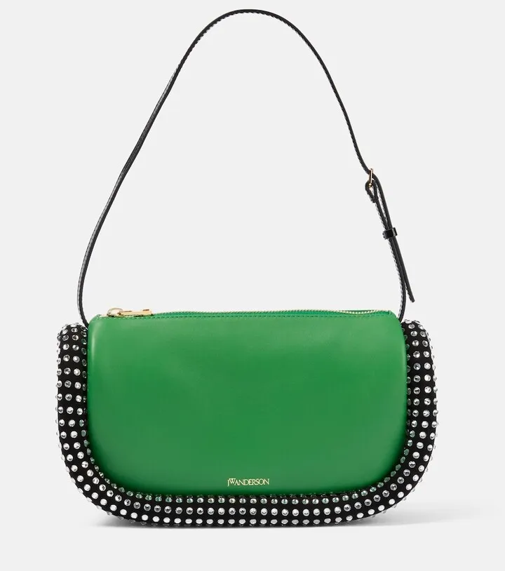 Bumper embellished leather shoulder bag