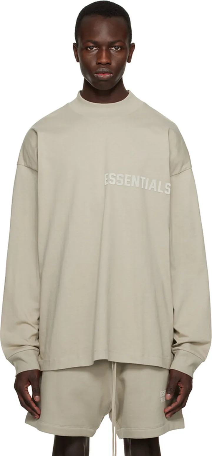 Essentials Gray Crewneck Long Sleeve T-Shirt