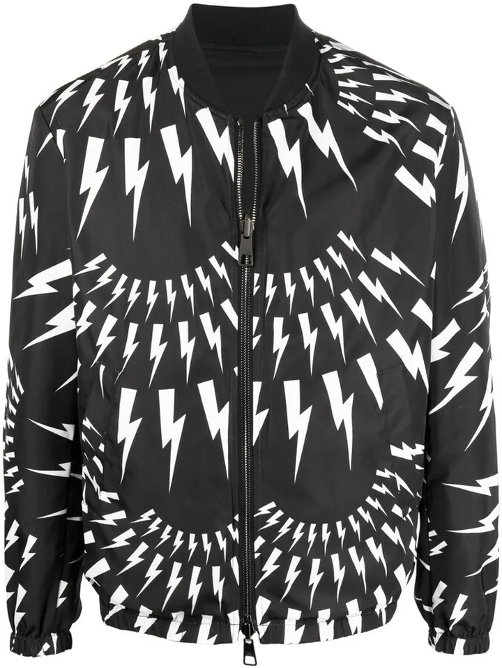 Thunderbolt-print bomber jacket