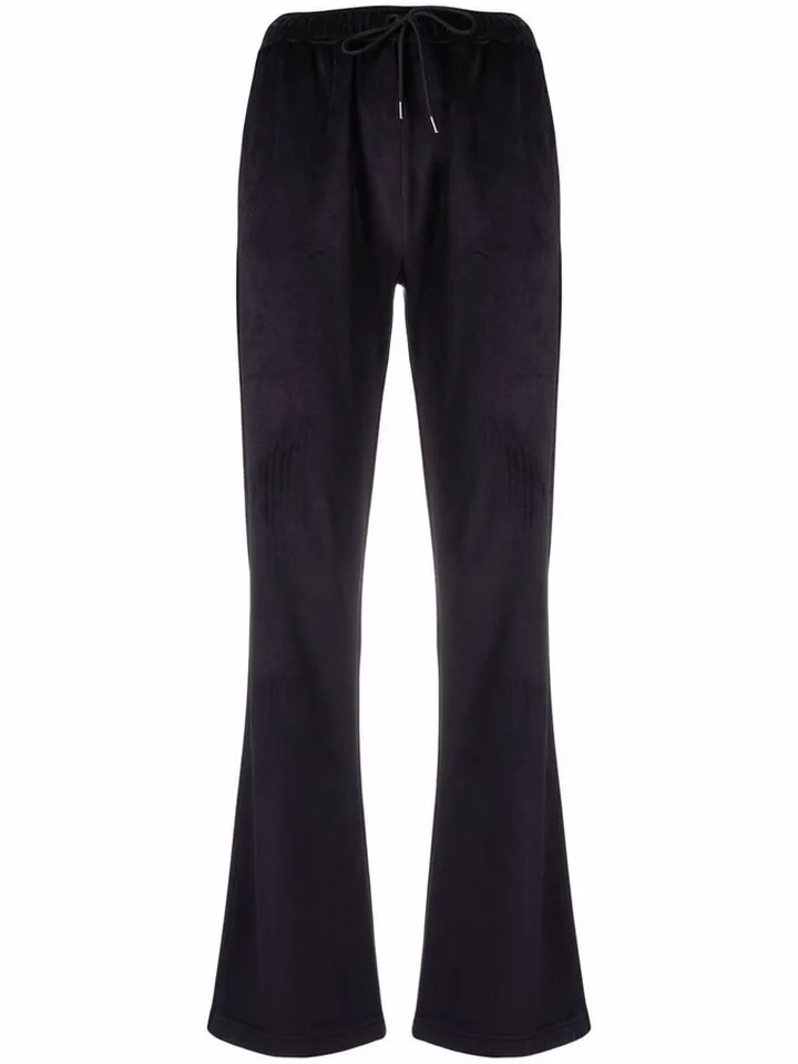 Straight-Leg Velour Track Pants