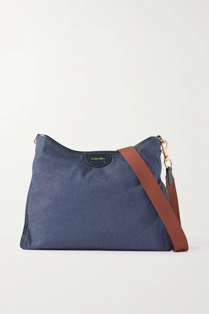 See By Chloé - Joan Leather-trimmed Denim Shoulder Bag - Blue