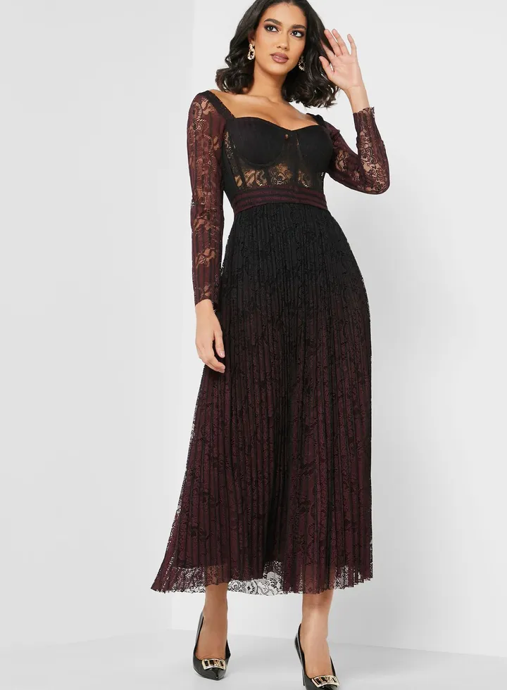 Lace Pleated Dress
