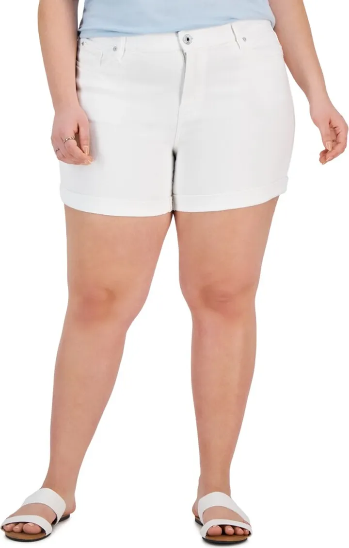 Celebrity Pink Trendy Plus Size Cuffed Denim Shorts