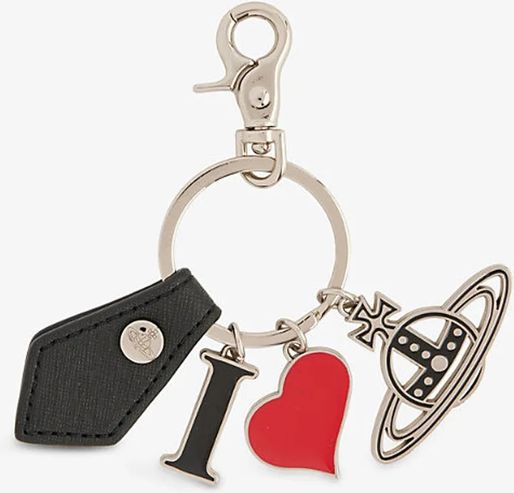 Black Love Orb Logo-embossed Silver-toned Brass Keyring
