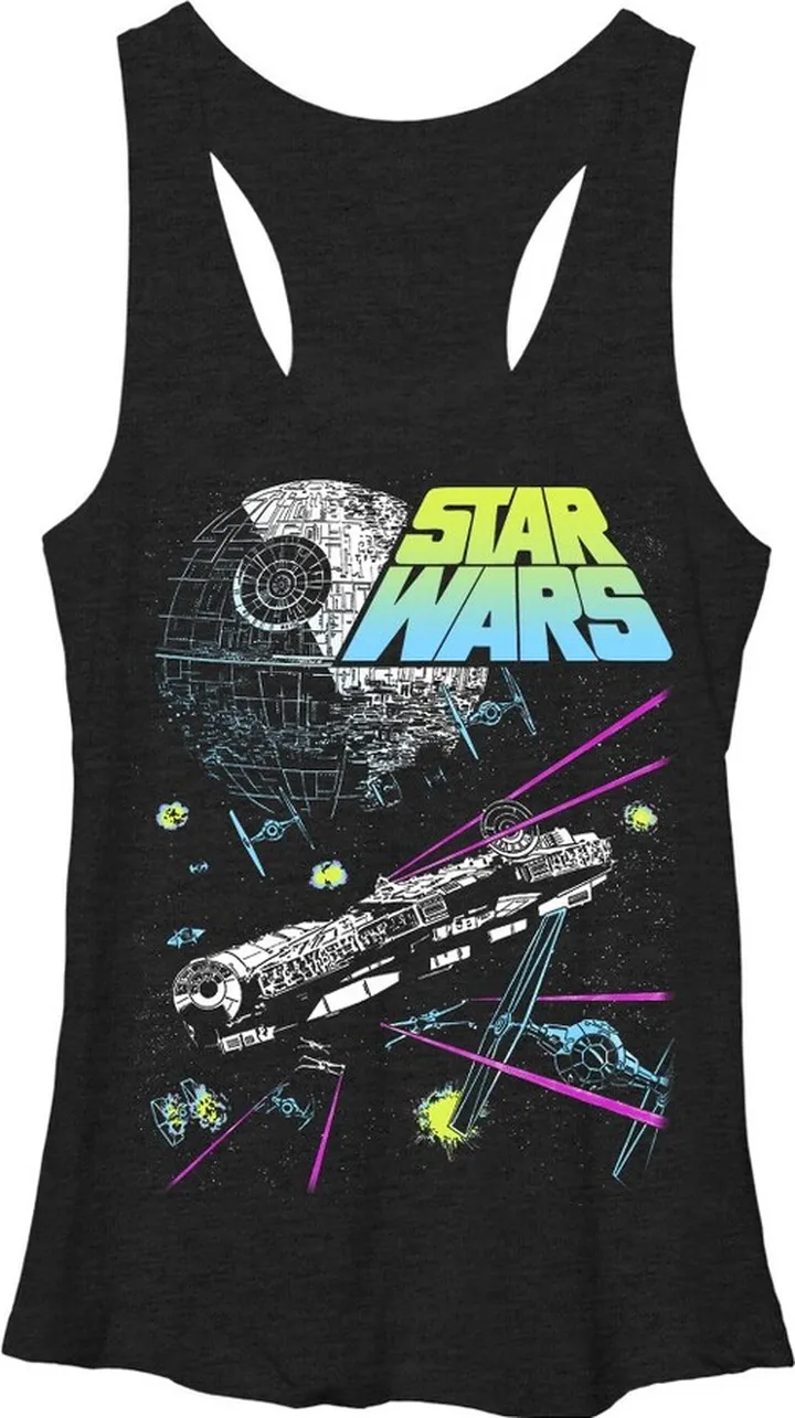 Women's Star Wars Millennium Falcon Battle Racerback Tank Top - Black Heather - Large