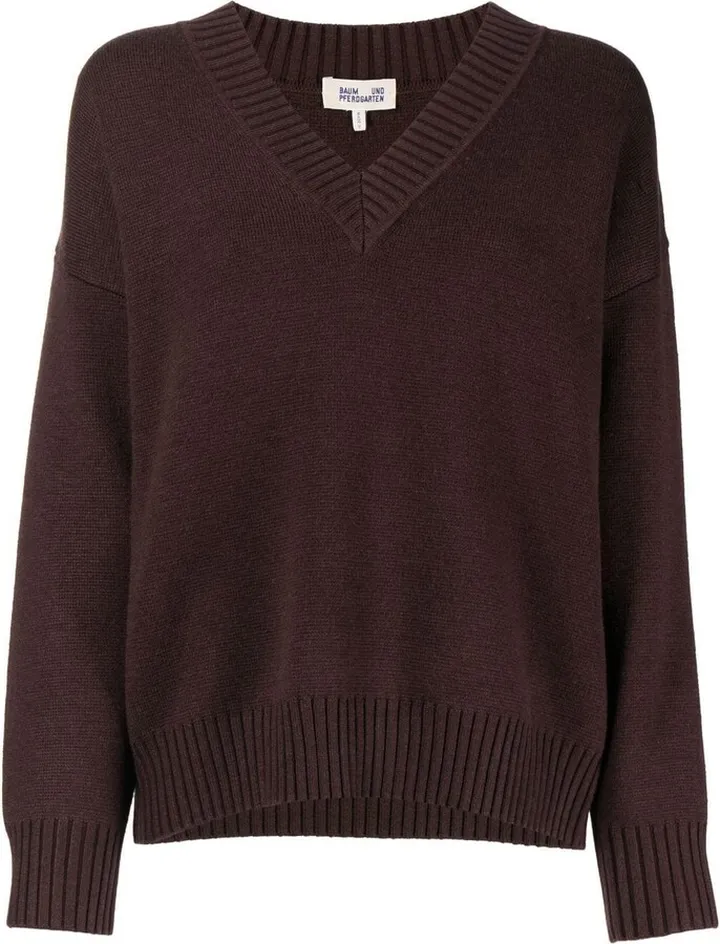 V-neck long-sleeve sweater