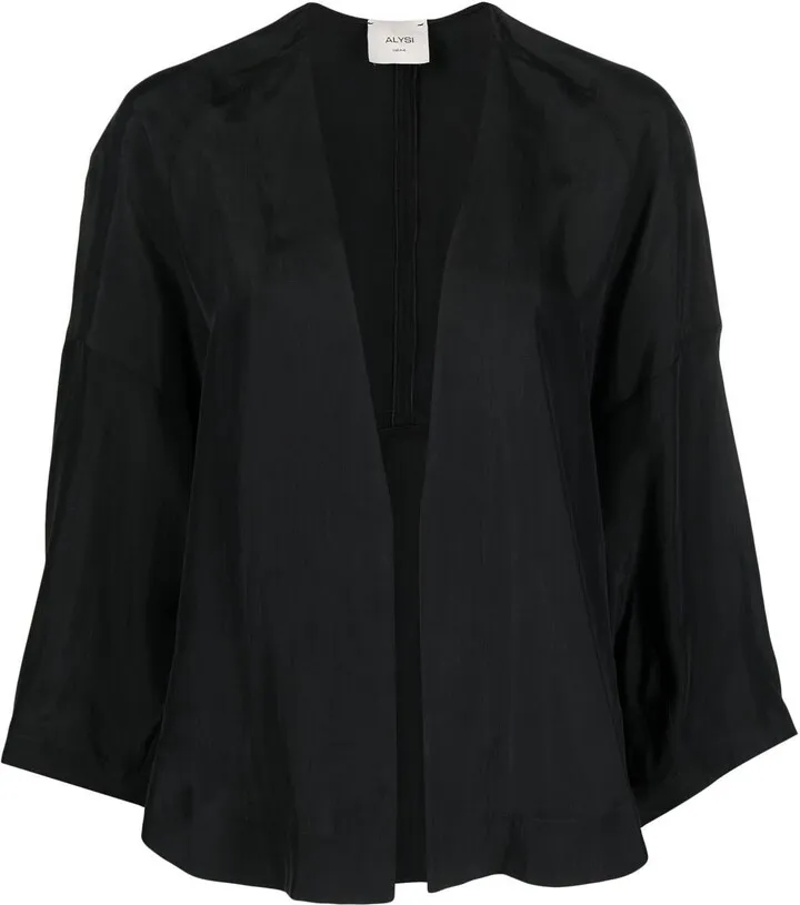 V-neck long-sleeved silk blouse