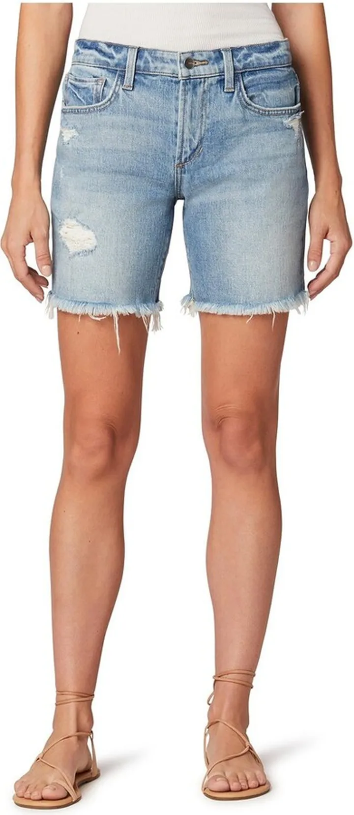 Womens Denim Frayed Hem Shorts