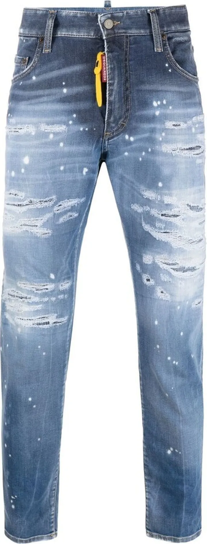 Distressed-Effect Slim-Cut Jeans