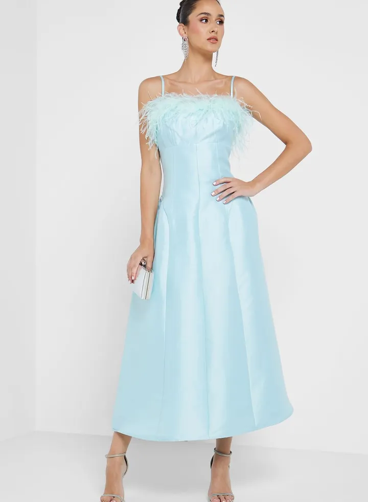 Faux Feather Detail Dress