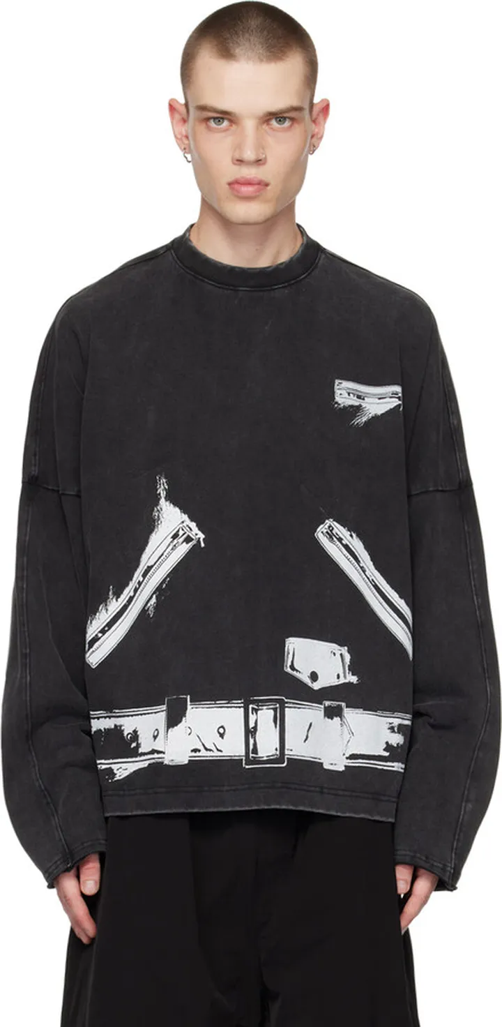 We11done Black Trompe L'Oeil Long Sleeve T-Shirt