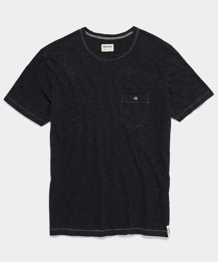 Antique Heather Pocket Tee in Black Mix