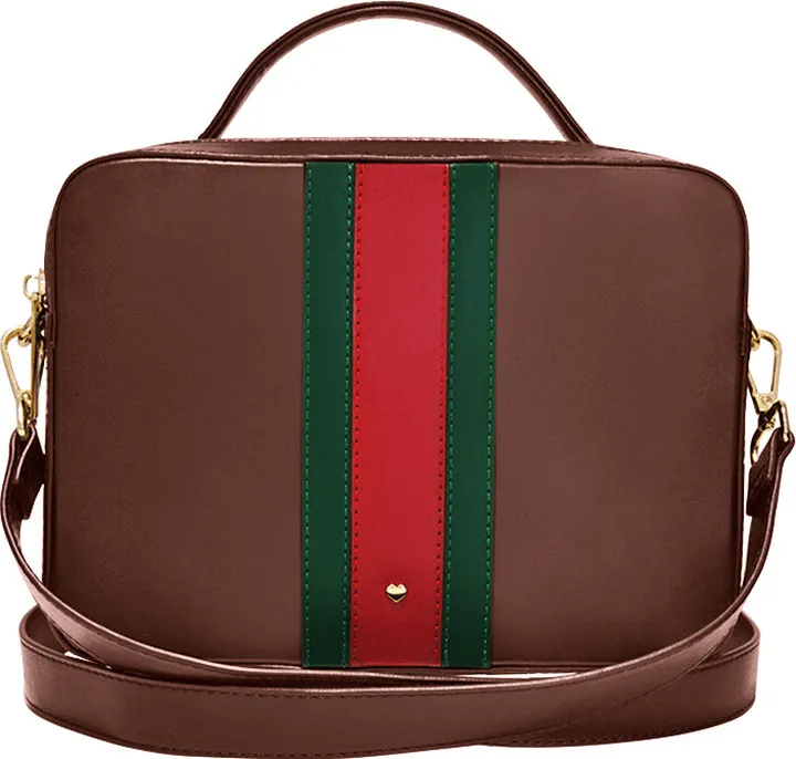 Johnny Loves Rosie - Dark Tan Stripe Carter Crossbody Bag