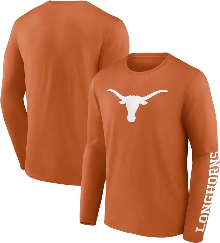 Men's Fanatics Branded Texas Orange Texas Longhorns Double Time 2-Hit Long Sleeve T-shirt