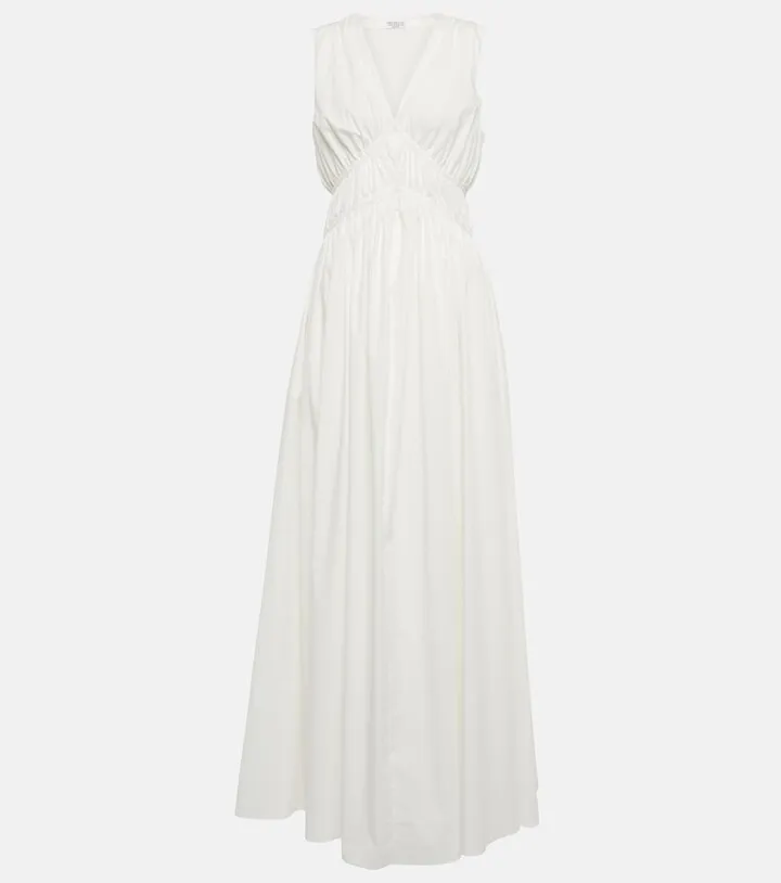Ruched cotton maxi dress