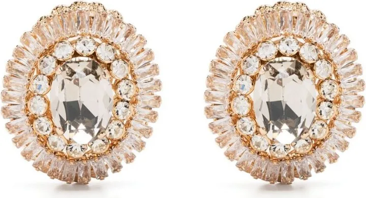 Crystal-Embellished Gemstone Earrings