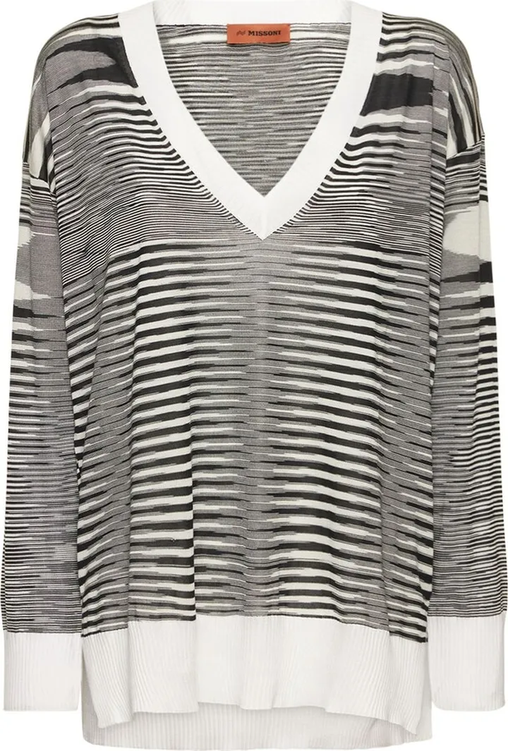 Dyed space v neck knit sweater