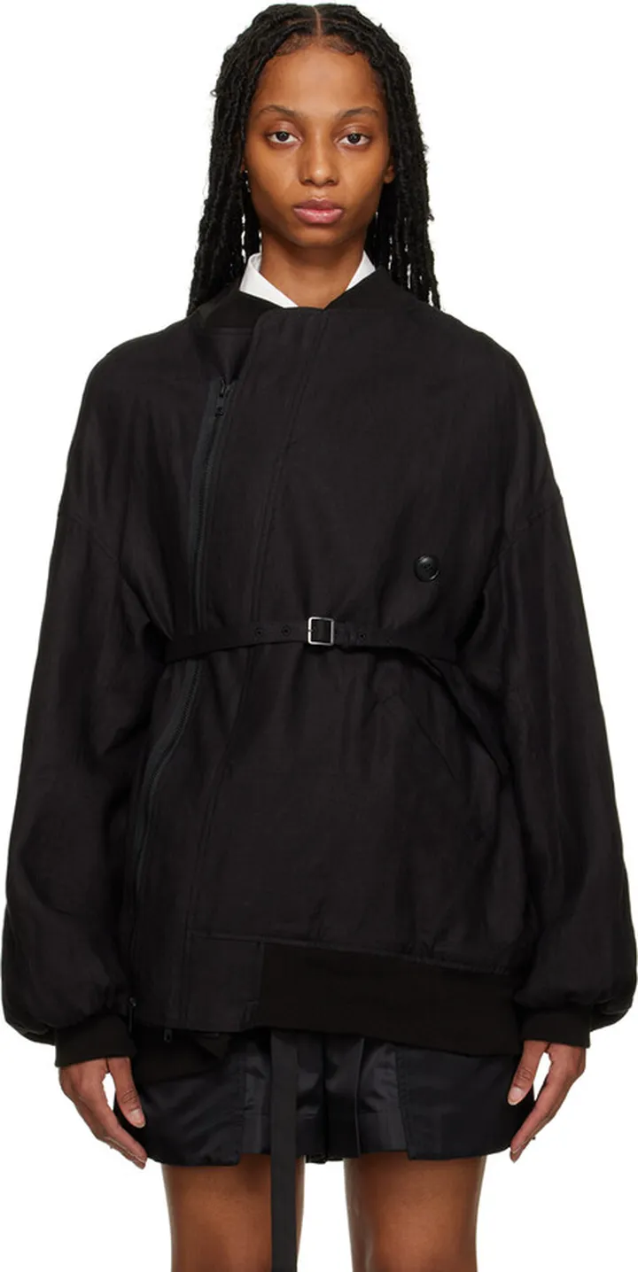 Regulation Yohji Yamamoto Black Hemp Bomber Jacket