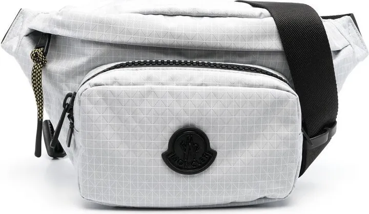 Logo-Patch Geometric-Print Belt Bag
