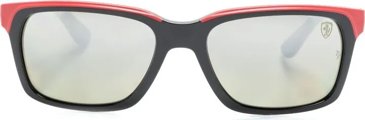 Rectangle-Frame Mirrored Sunglasses