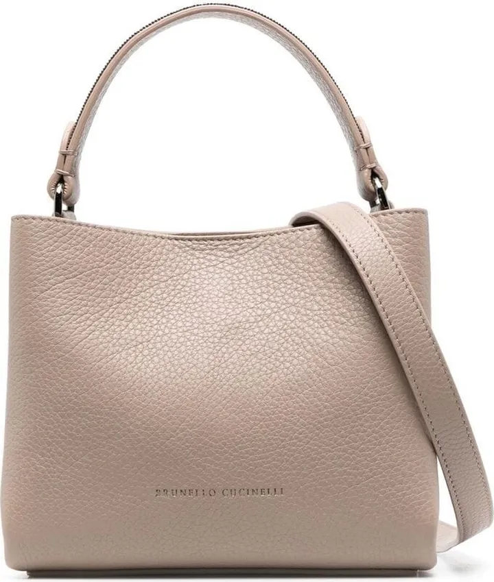 Debossed-Logo Leather Tote Bag