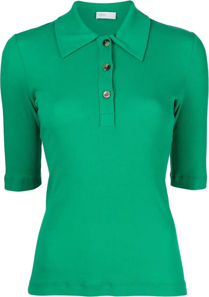 Button-Placket Short-Sleeved Polo Shirt