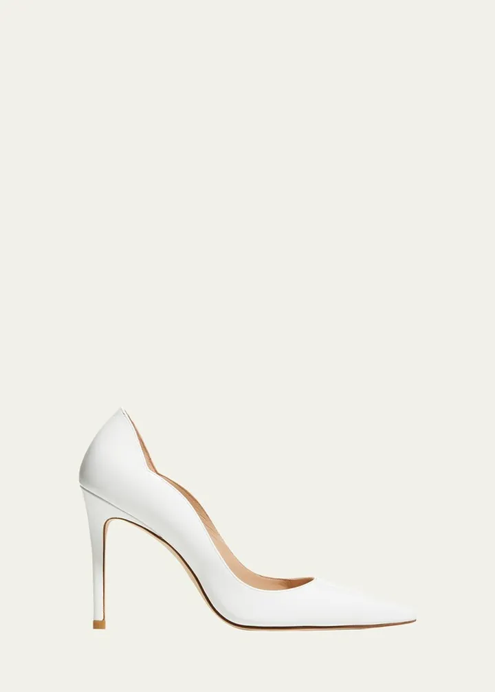 Stuart 100mm Patent Leather Scallop Pumps