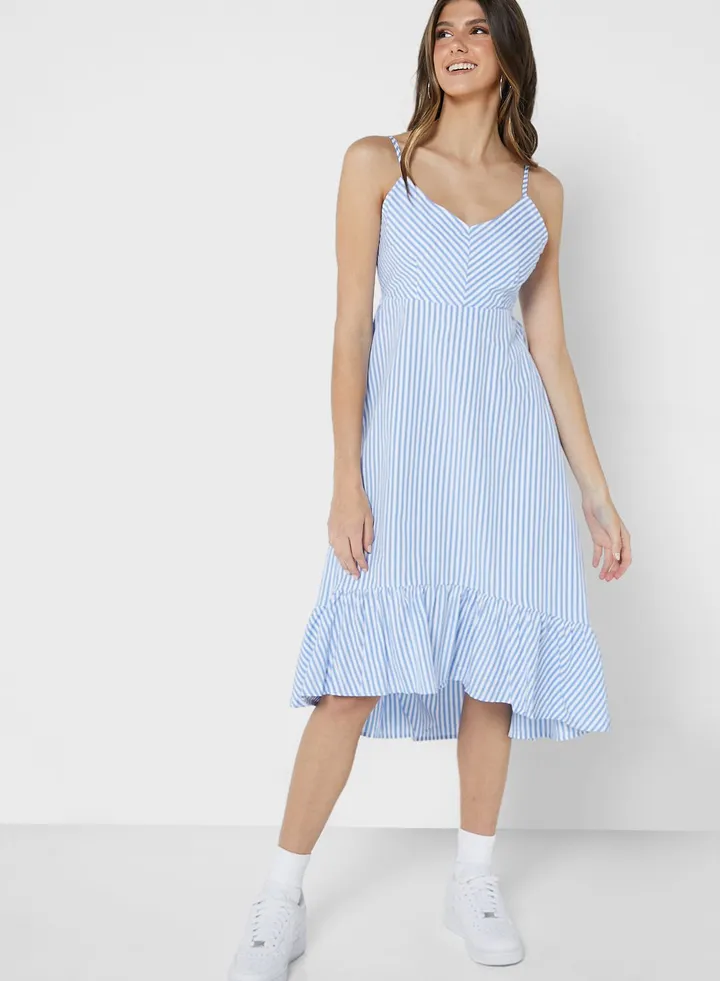 Asymmetric Hem Strappy Dress