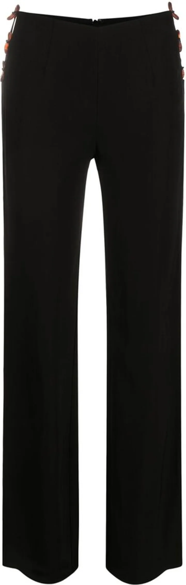 Black Embellished Straight-Leg Trousers