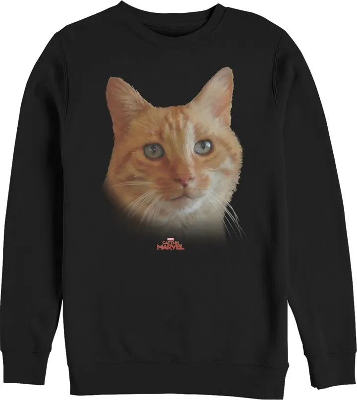 Men's Marvel Captain Marvel Goose Cat Portrait Sweatshirt - Black - X Large