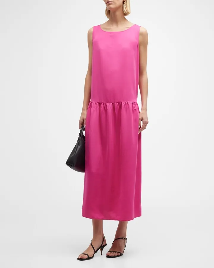Sleeveless Drop-Waist Midi Dress