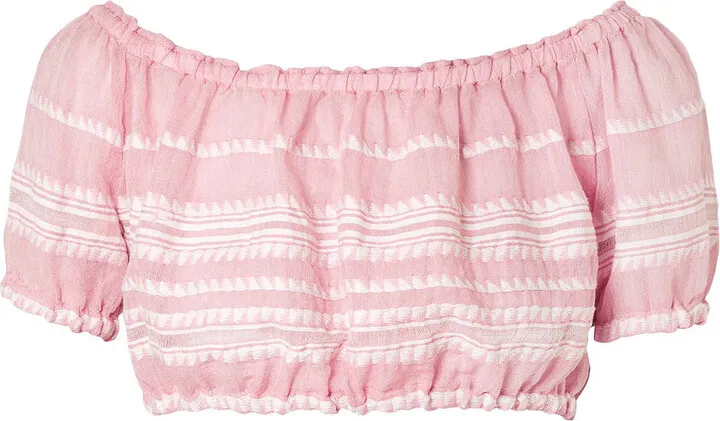 Lulu cropped striped cotton-gauze top