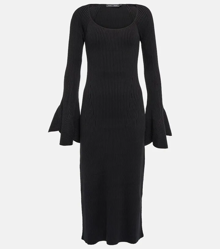 Ribbed-knit silk-blend midi dress