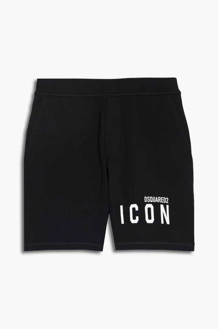 Printed cotton-fleece shorts